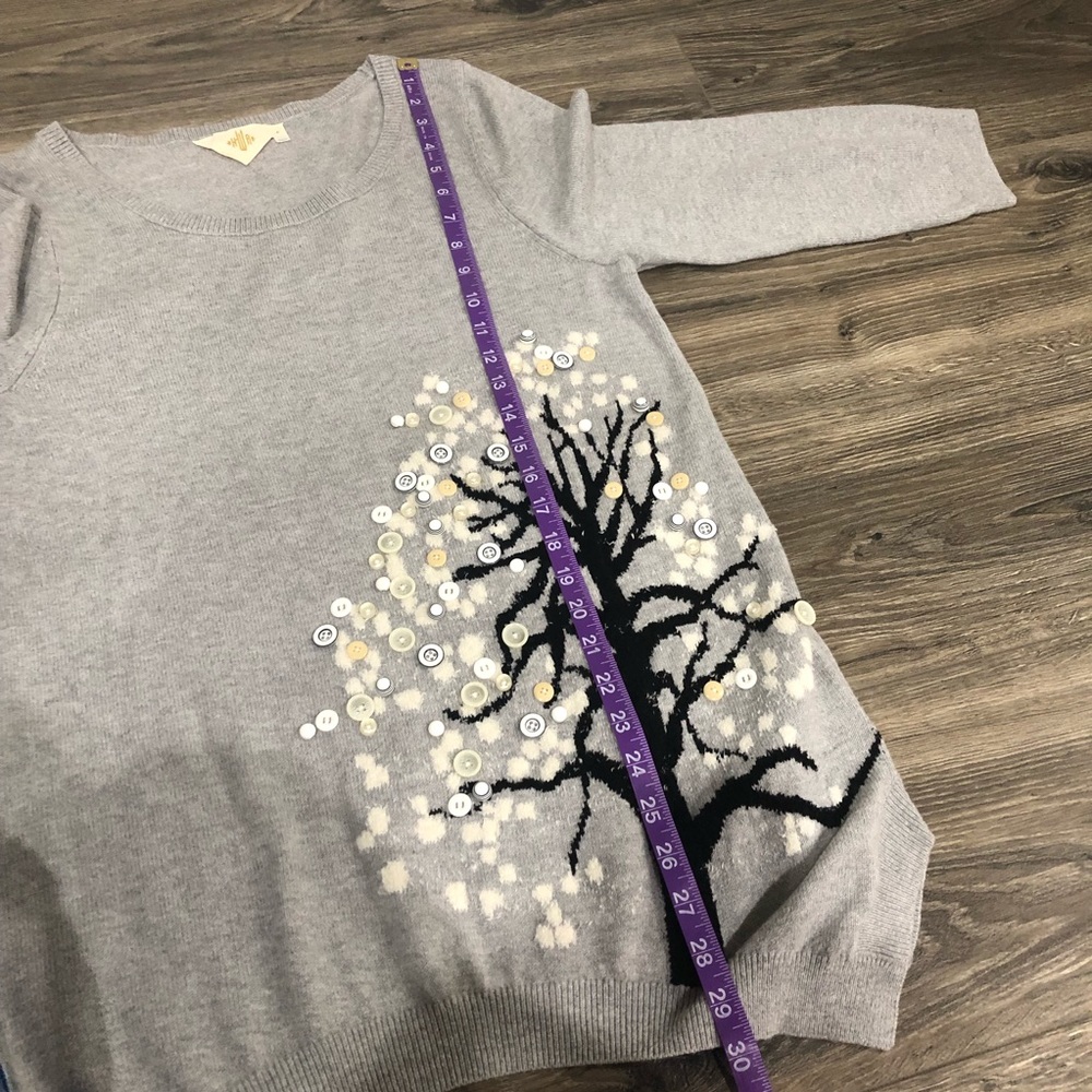 Anthro Monogram Button Tree Sweater - image 5